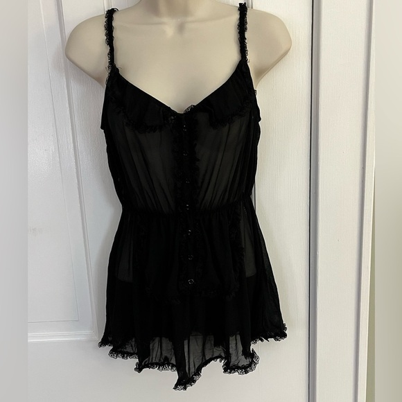 Victoria's Secret Other - Victoria’s Secret Sexy Little Things Black Sheer Lace French Maid Negligee Med